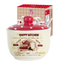 Сахарница с ложкой, керамическая S&T в подарочной упаковке - 450мл Happy Kitchen