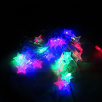 гирлянда LED, Уценка - 28 ламп (звёздочка, белый провод), зеленый цвет коротит