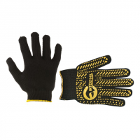 перчатки INTERTOOL (уп) - трикотаж.60%,хлопок40% полиэстер,с ПВХ точкой,черная клас.7(5пар)
