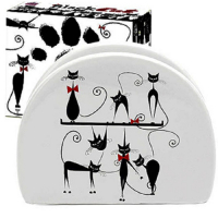 Салфетница керамика S&T в подарочной упаковке - 10*8см Черная кошка