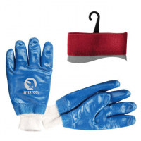 перчатки INTERTOOL (пар) - маслостойкая х/б трикотаж,покрыта нитрилом с вязан,манжетом,синяя р,10,5