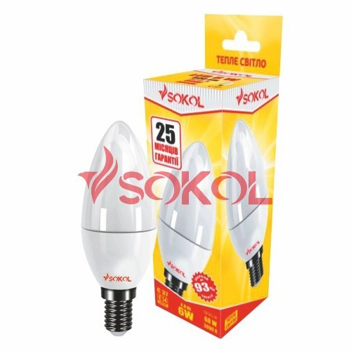 LED лампа Сокол - С37 6.0W 220В E14 3000К