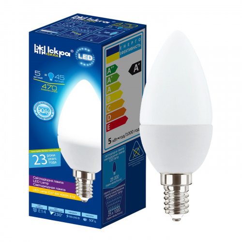 лампа LED ECO Искра - С37 7W Е14, 4000К (свеча)