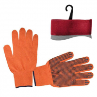 перчатки INTERTOOL (уп) - трикотаж х/б с точечным покрытием PVS  на ладони.  оранж (5пар)