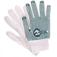 перчатки INTERTOOL (уп) - х/б трикотаж.с резиновым вкраплением с одной стороны,зеленая ПВХ(5пар)