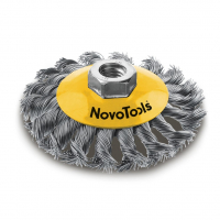 щетка на болгарку конусная NovoTools - 125 мм плет. сталь