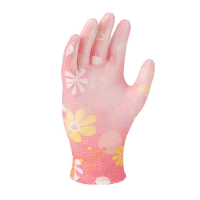 перчатки Долони /пар/ - розовые, трикотаж с полиуретан. покрытием (неполный облив) р.8
